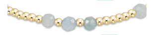 E Newton Gemstone Gold Joy Pattern 3mm Bead Bracelet - Aquamarine