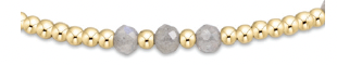 E Newton Gemstone Gold Joy Pattern 3mm Bead Bracelet - Labradorite