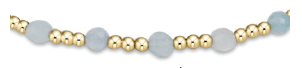 E Newton Gemstone Gold Sincerity Pattern 3mm Bead Bracelet Aquamarine