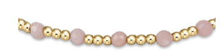 E Newton Gemstone Gold Sincerity Pattern 3mm Bead Bracelet Pink Opal