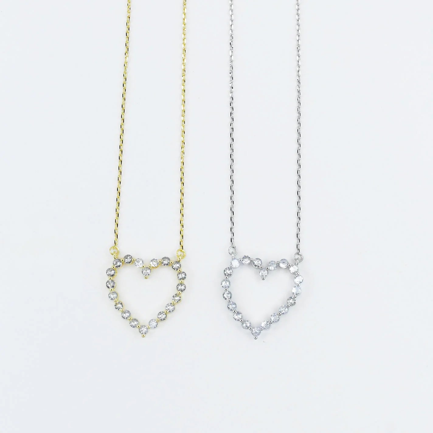 Sparkle Heart Necklace Silver