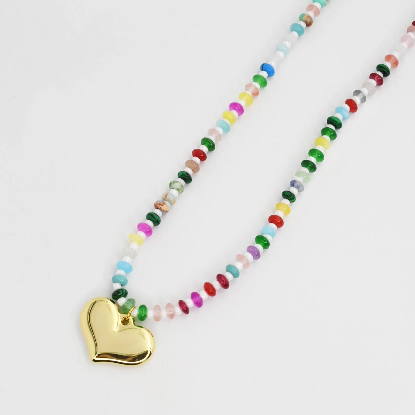 Colorful Heart Gemstone Necklace