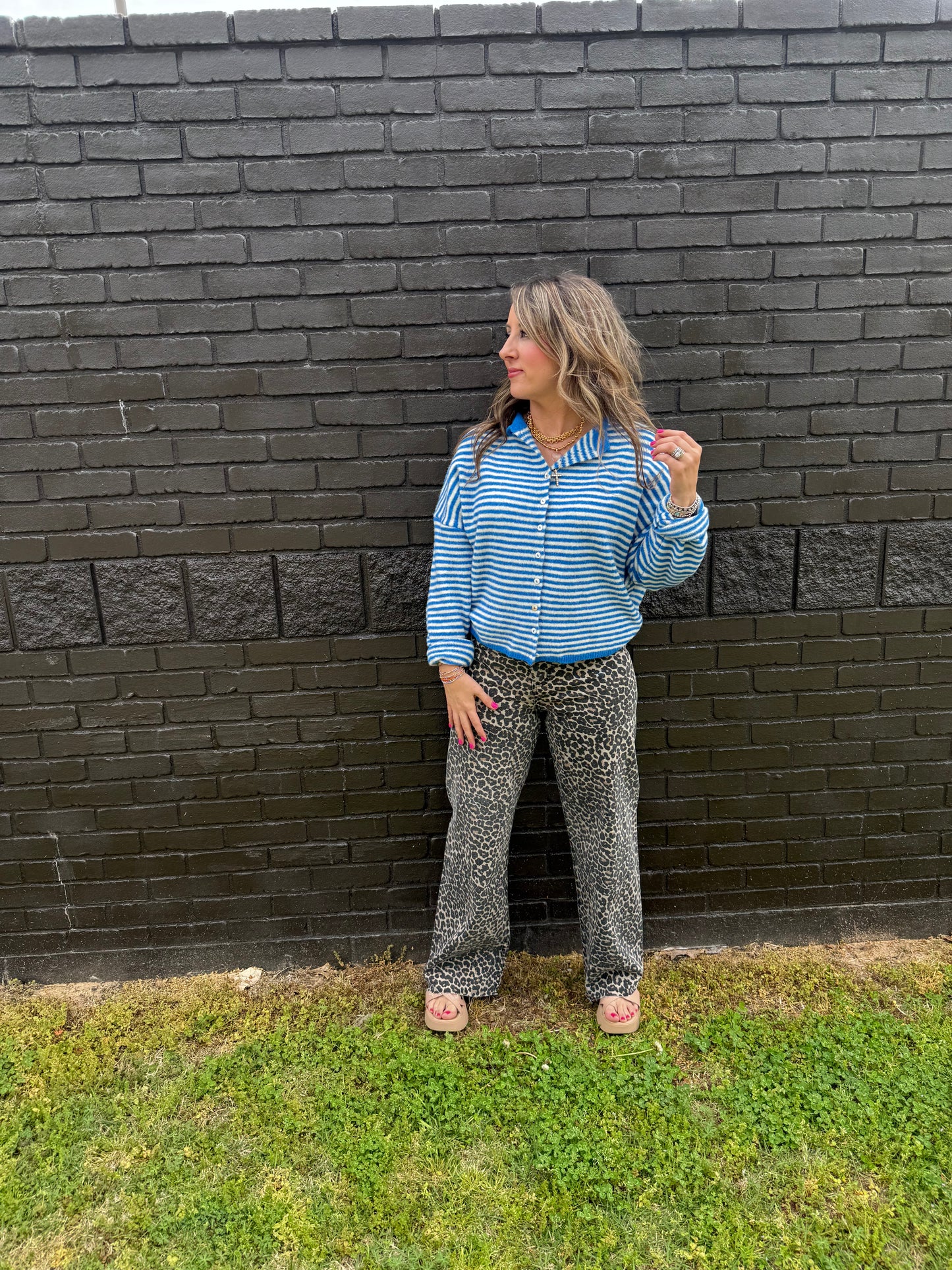 Piper Cardigan Blue Stripe