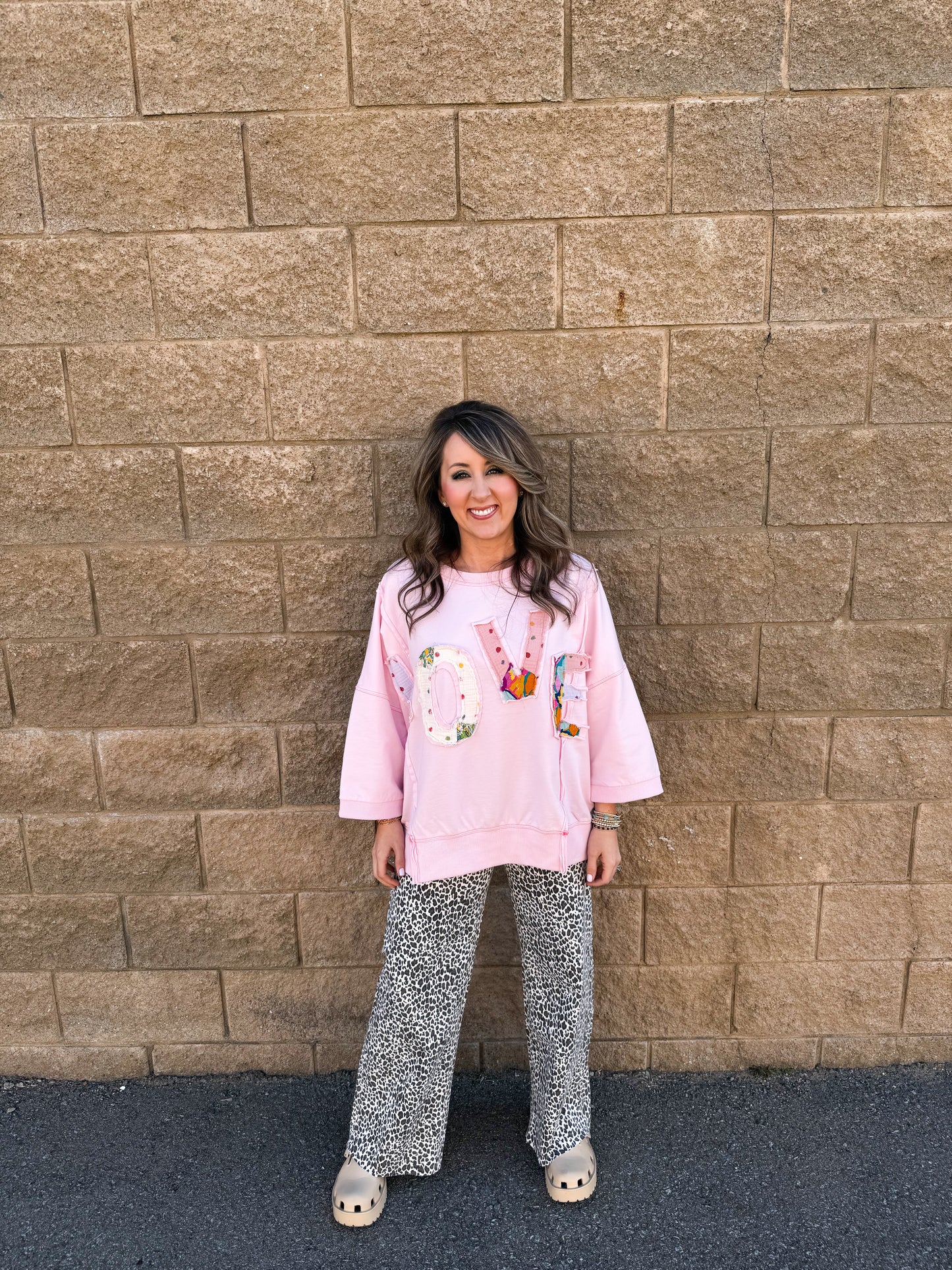 Love Patch Top Pink