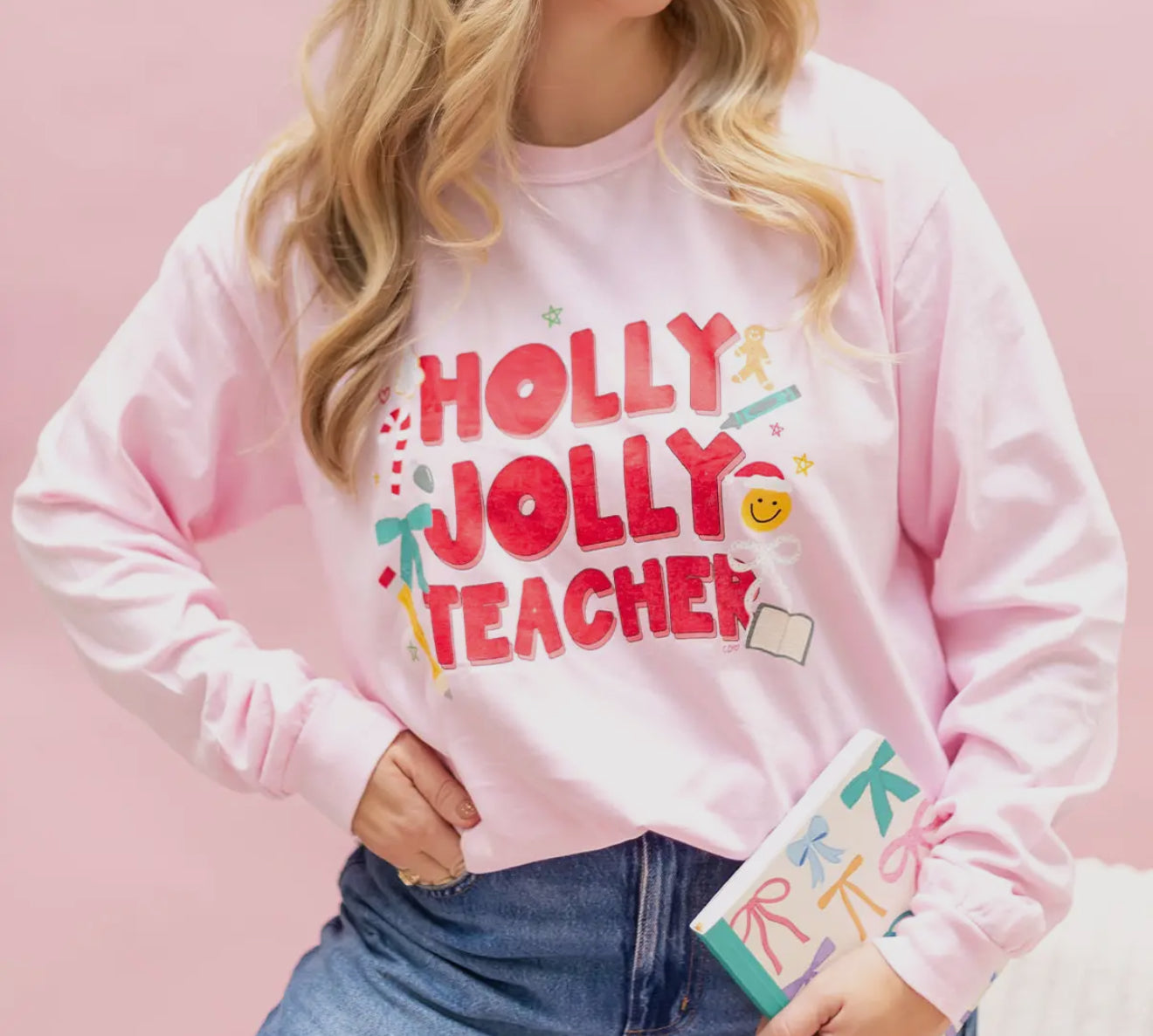 Holly Jolly Teacher LS Tee