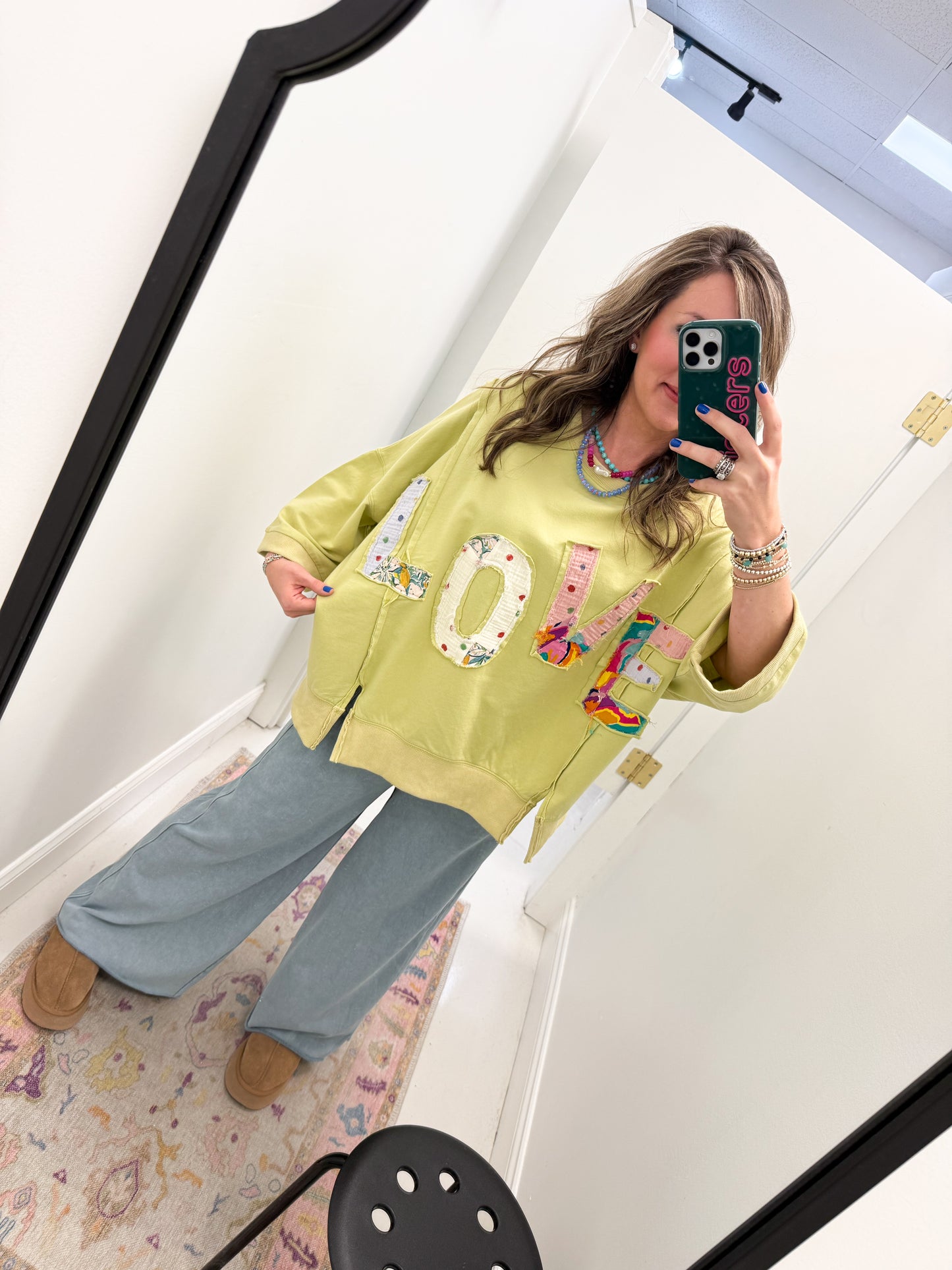 Love Patch Top Green