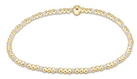 E Girl Hope Sincerity Pattern 2mm Bead Bracelet - White