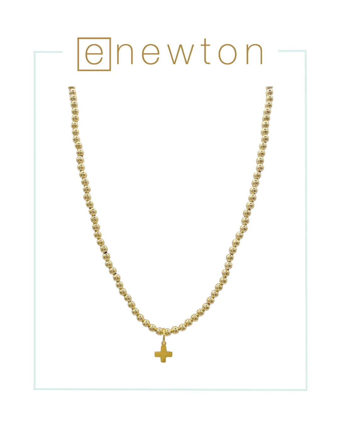 E Newton Classic Gold 3mm Small Gold Cross Necklace