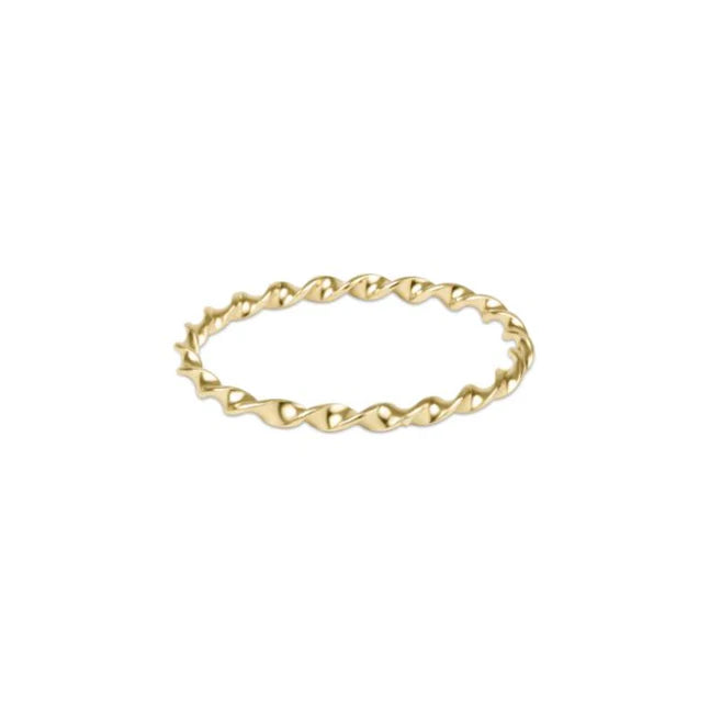 E Newton Classic Gold Twisted Thin Band Ring Size 6
