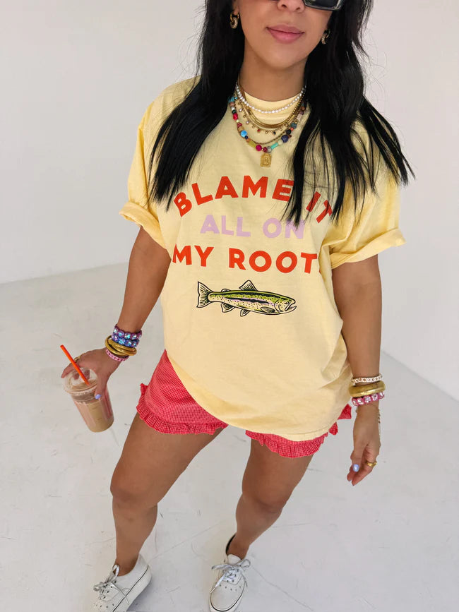 Blame It On My Roots Yellow Tee