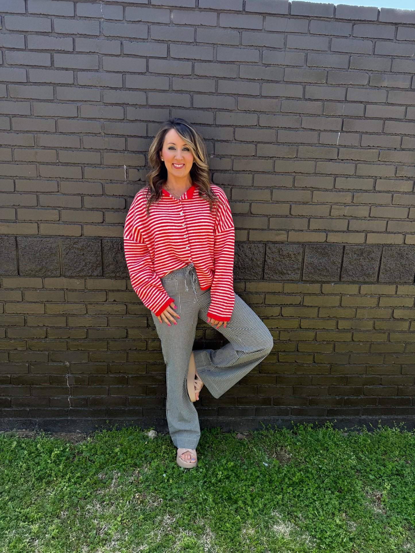 Piper Cardigan Red Stripe