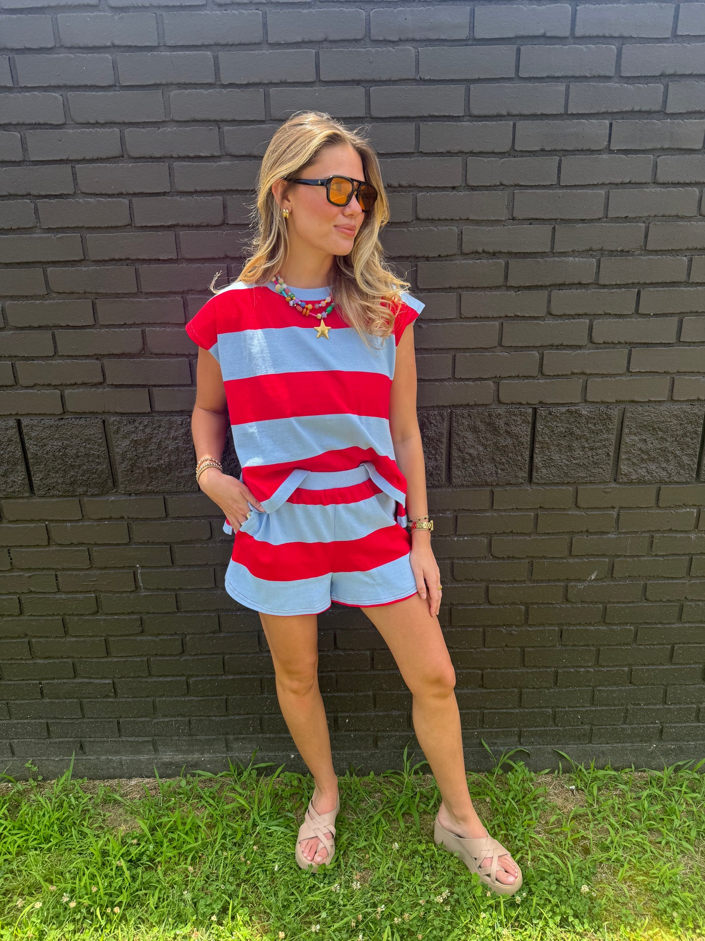Ellis Red/Blue Top