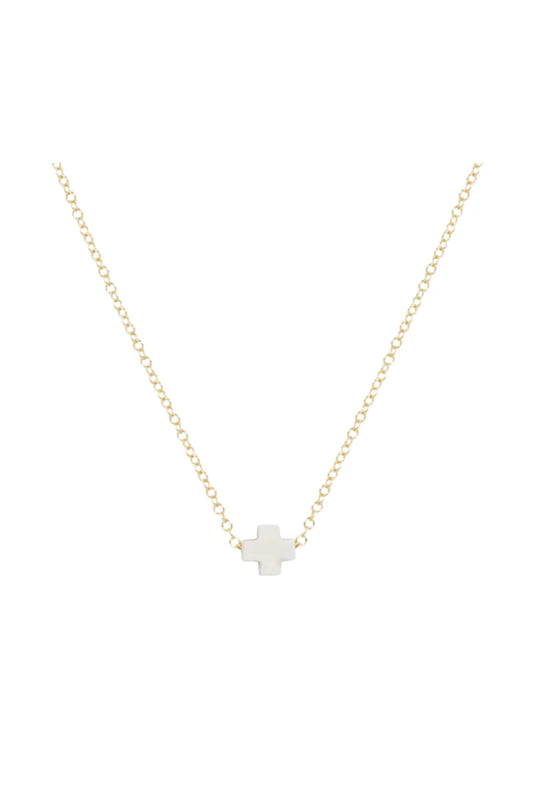 E Newton 16" Signature Cross Small Off White Necklace