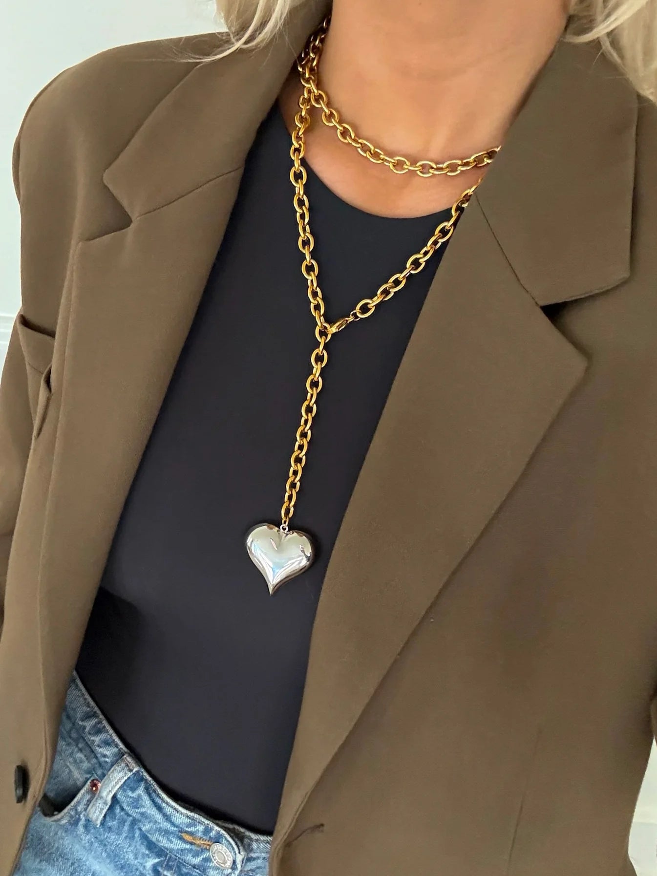 Silver/Gold Heart Necklace