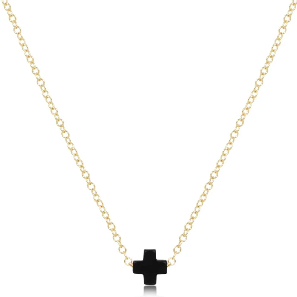E Newton 16" Signature Cross Small Onyx Necklace