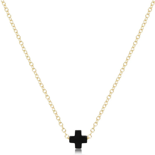 E Newton 16" Signature Cross Small Onyx Necklace