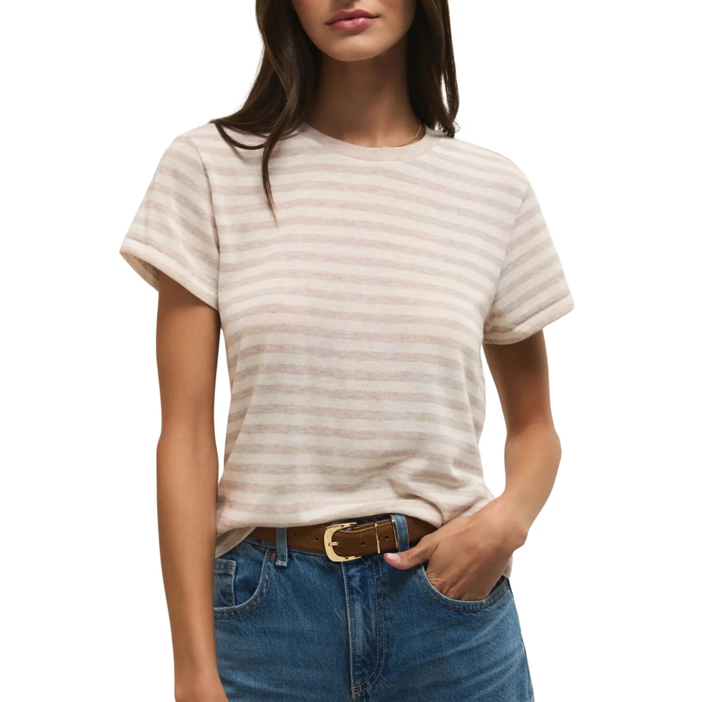 Z Supply Tourist Striped Tee Natural Heather