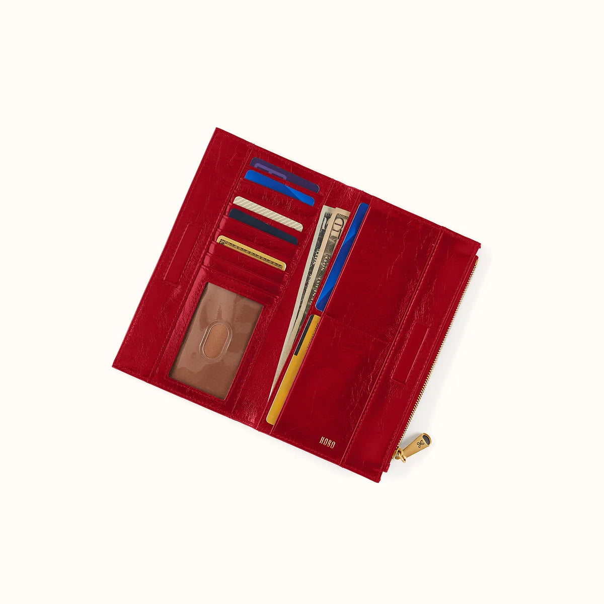 Hobo Jill Large Bifold Wallet True Red