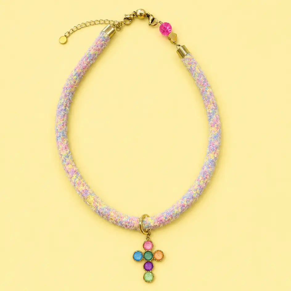 Blakely Colorful Cross Beaded Necklace