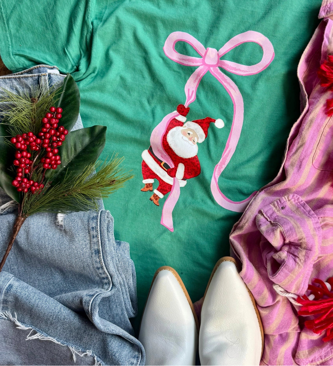Bow Hanging Santa Tee