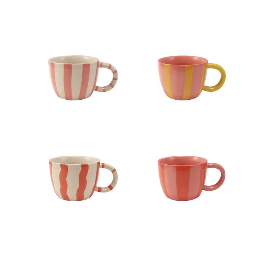 10 oz. Hand-Painted Stoneware Striped Mug