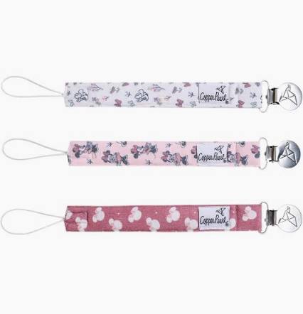 Copper Pearl Binky Clips Minnie Mouse