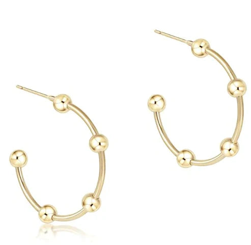 E Newton Beaded Simplicity 1" Post Hoop - 4mm Gold