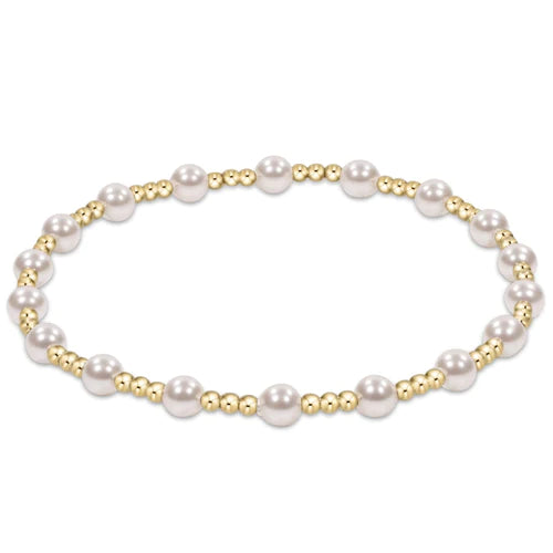 Extends Classic Sincerity Pattern 4mm Bead Bracelet Pearl