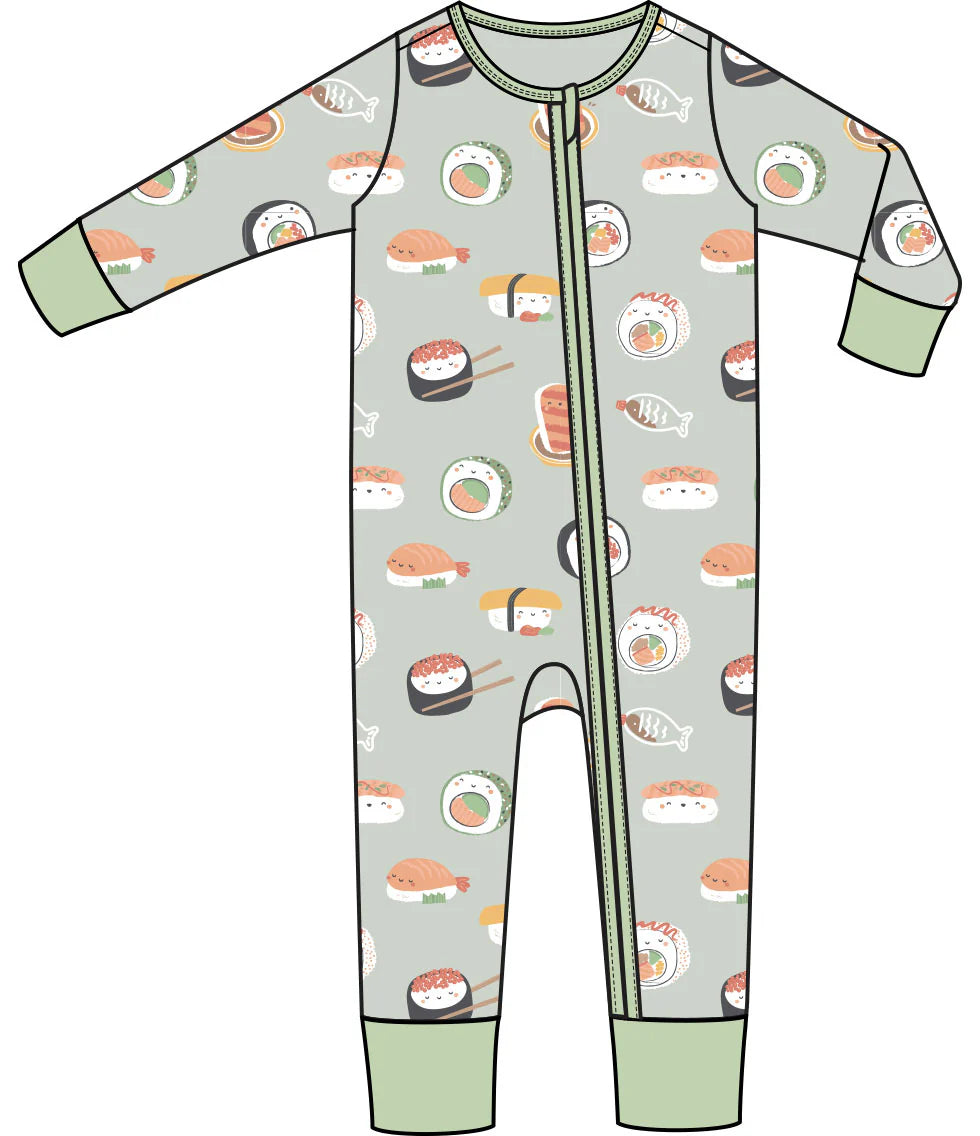 Angel Dear Sushi Green 2 Way Zipper Romper