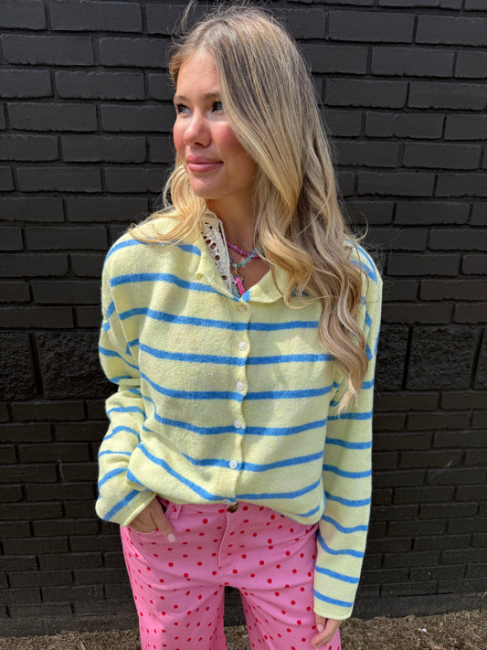 Piper Yellow/Blue Stripe Cardigan