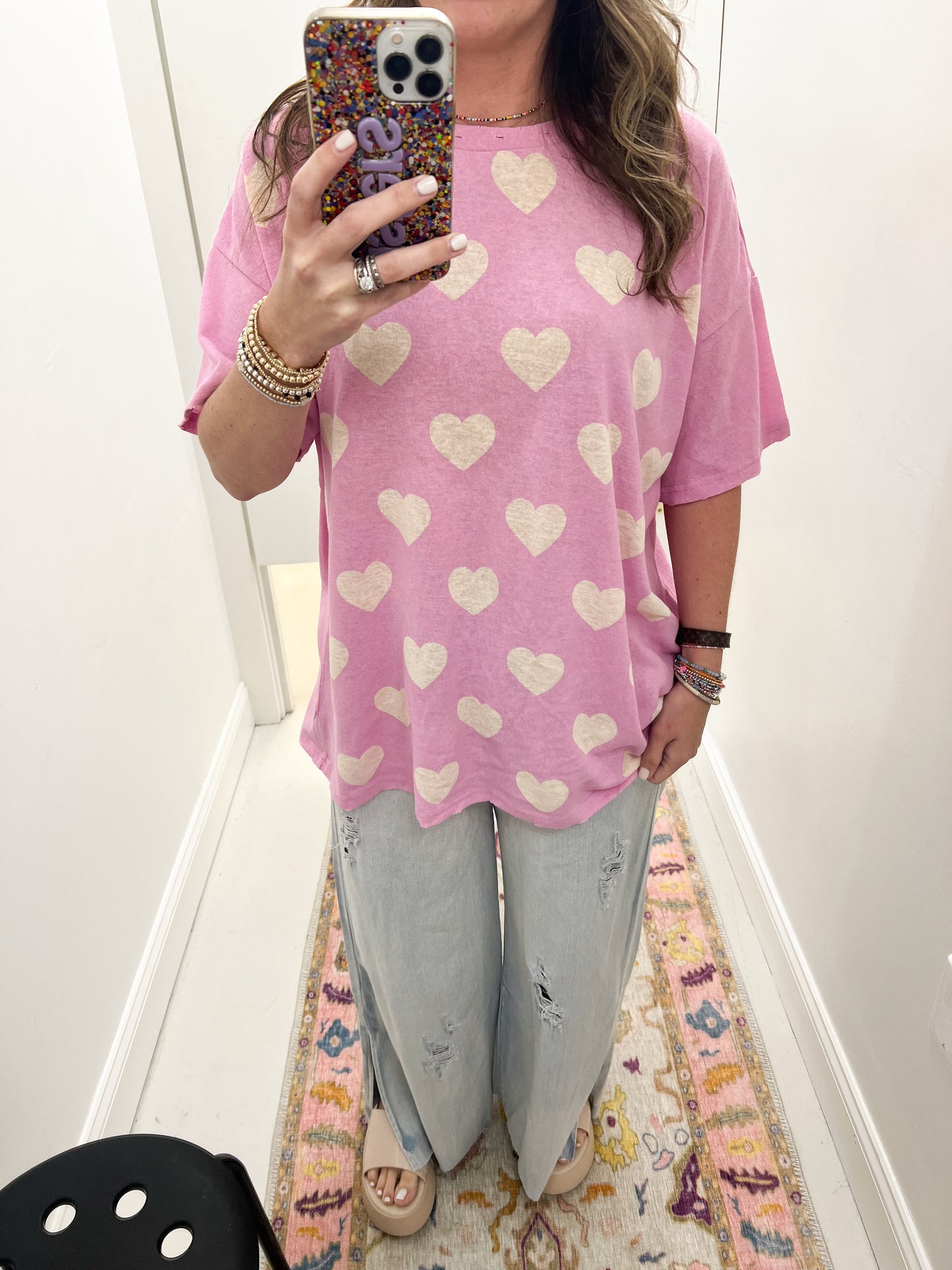 Loverly Heart Top Pink