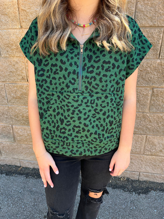 Gia Leopard Green Top