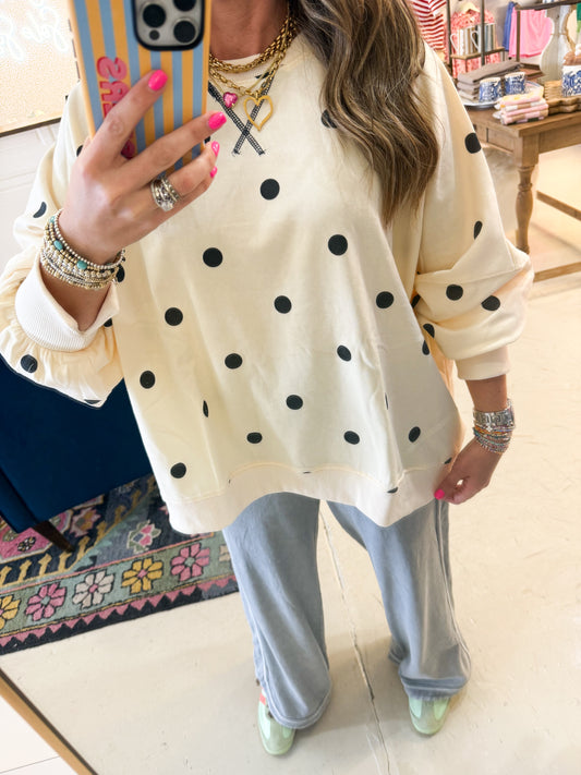 Indie Cream Polka Dot Top