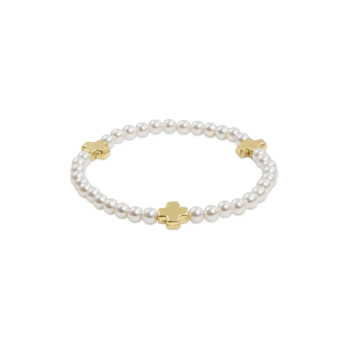 Extends Signature Cross Pearl 4mm Gold