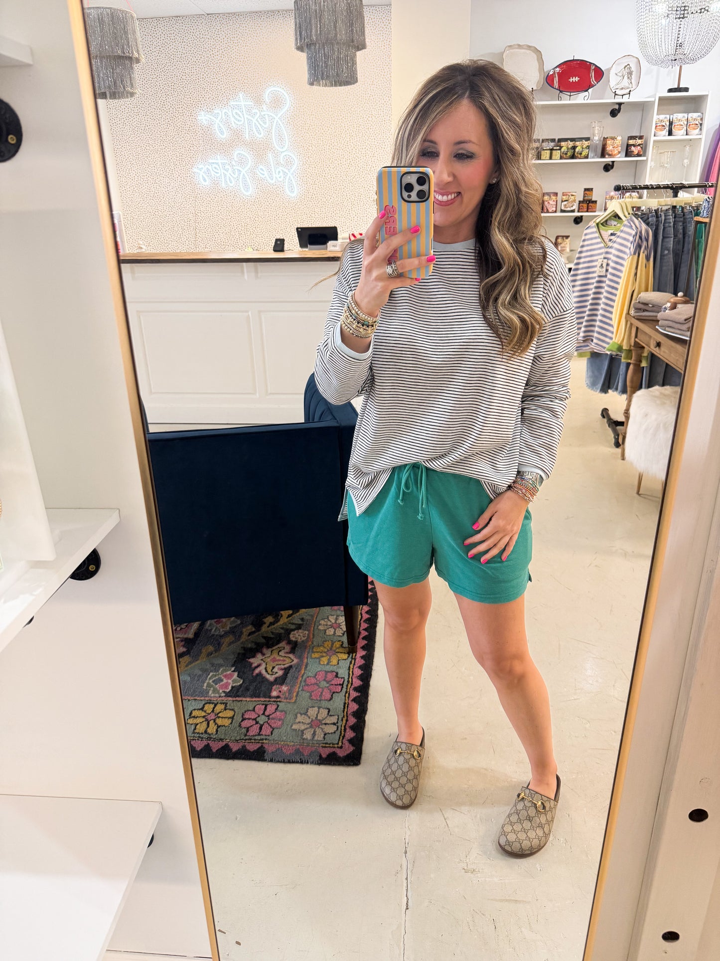 Lena Stripe Black Top