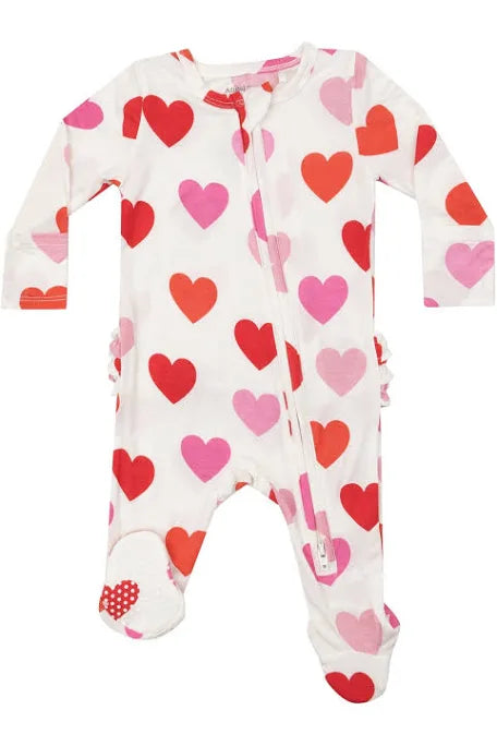 Angel Dear Hearts 2 Way Zipper Ruffle Footie