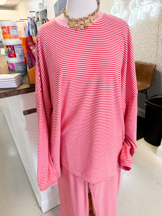 Levi Stripe Top Pink