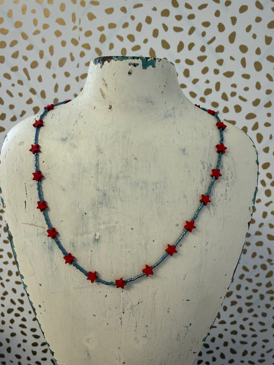 Halo Star Necklace Blue/Red