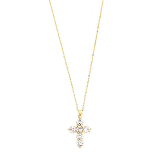 Hayden Round Crystal Cross Necklace