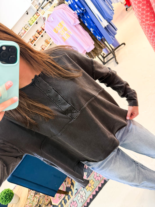 Henry Black Henley Top