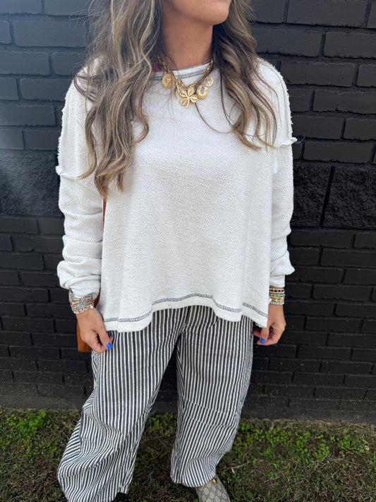 Yaya Open Back Grey Top