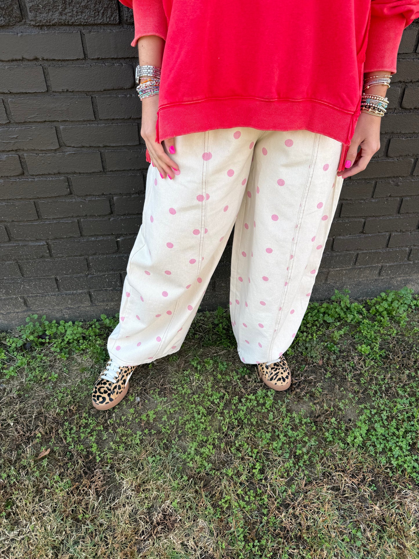 Polka Dot Dreams Pink Wide Leg Pants