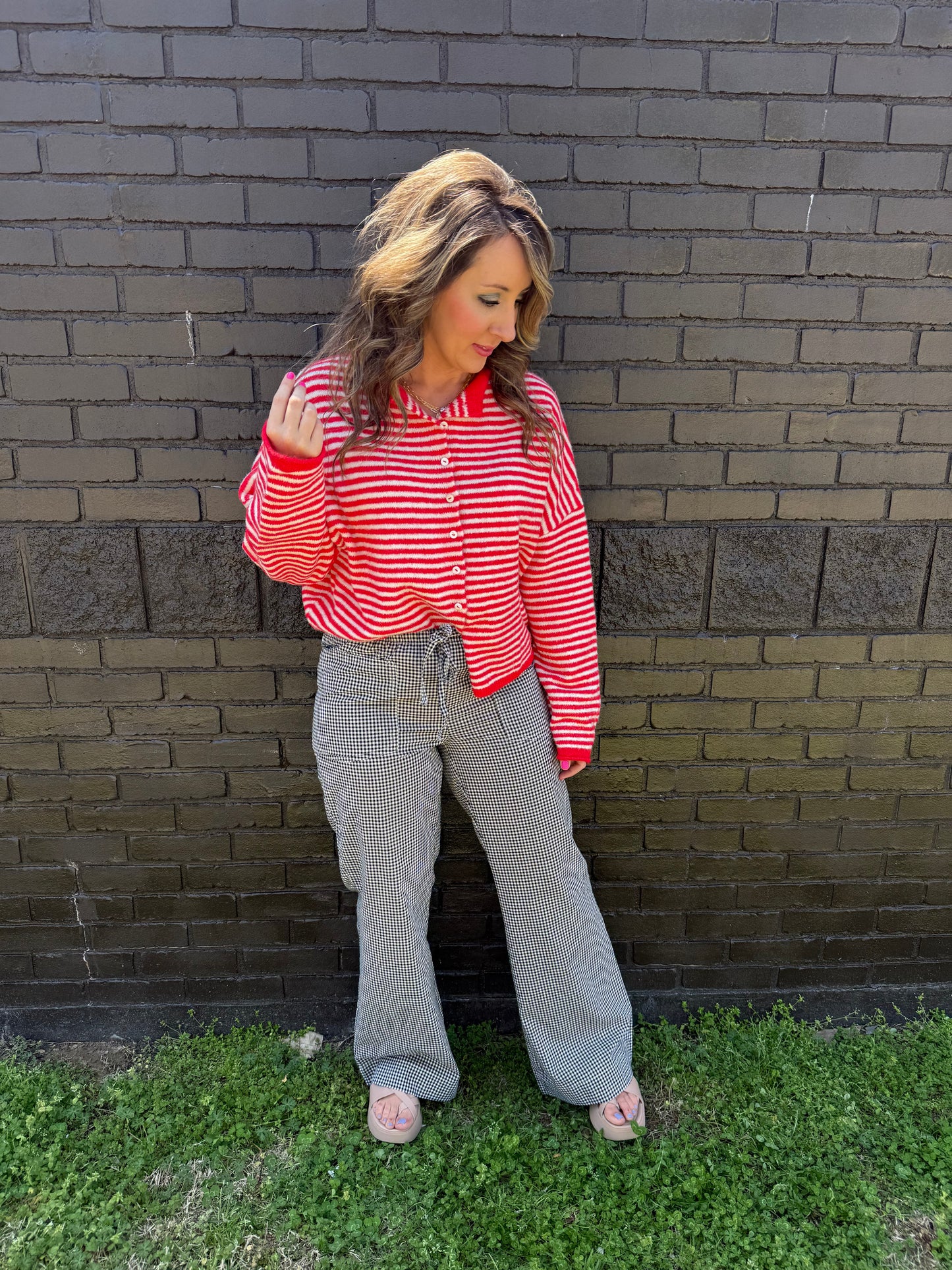 Piper Cardigan Red Stripe