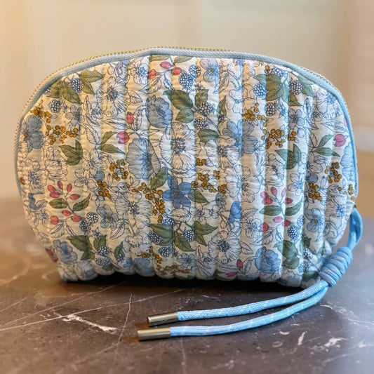 Floral Blue Cosmetic Bag