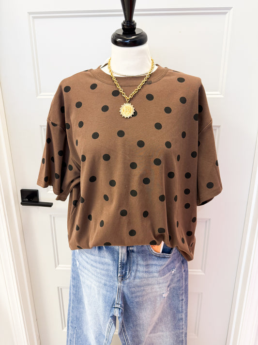 Stassi Polka Dot Brown Tee