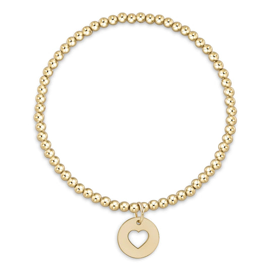 E Newton Classic Gold 3mm Love Disc Bracelet