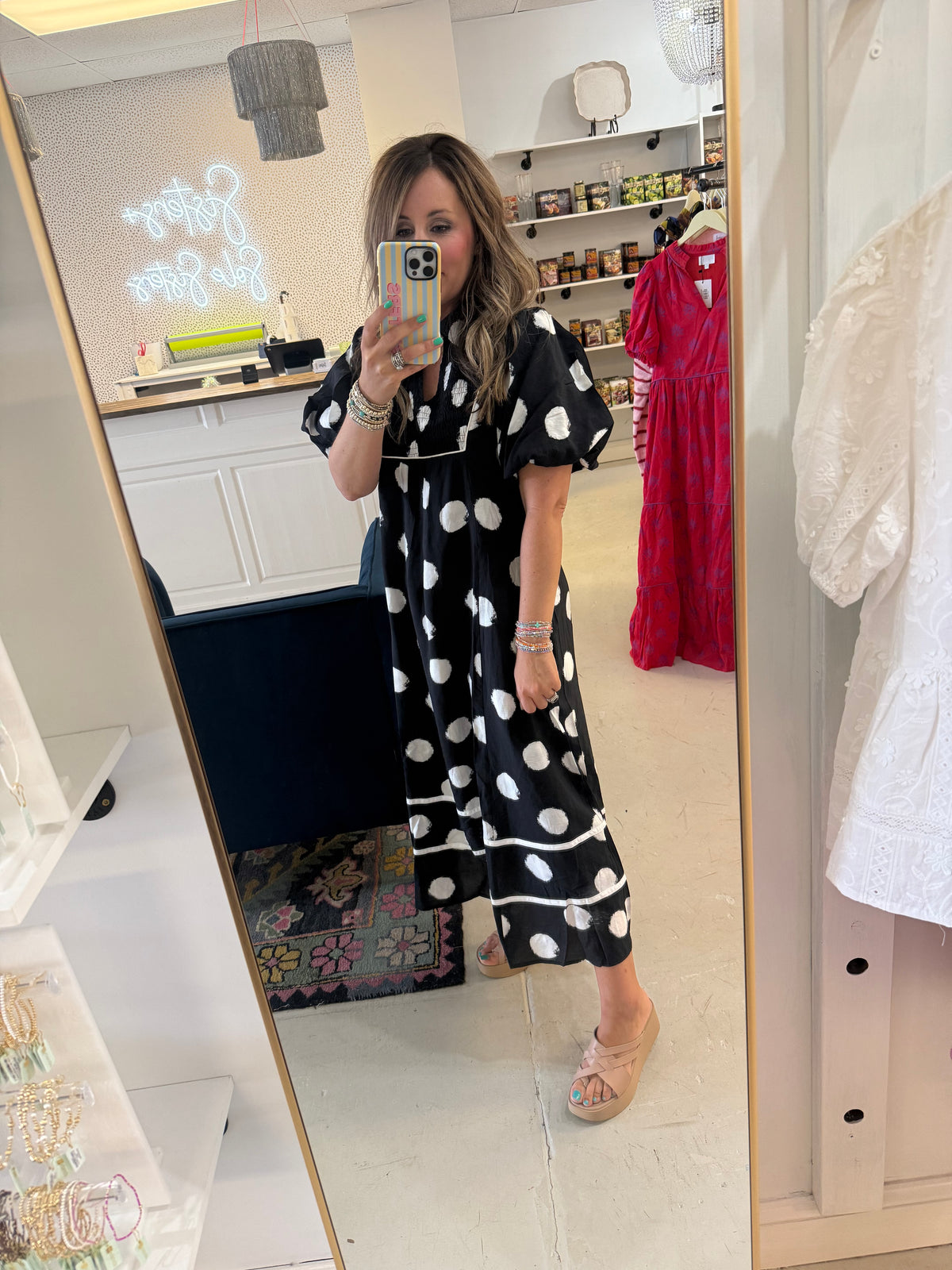 Mallie Polka Dot Black Dress