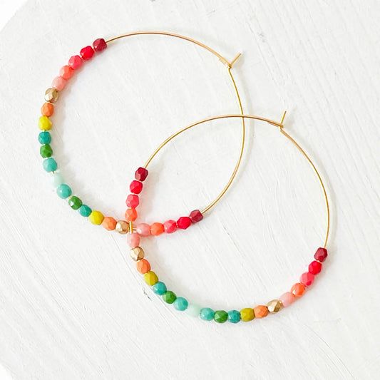 Large Ombre Beaded Hoop