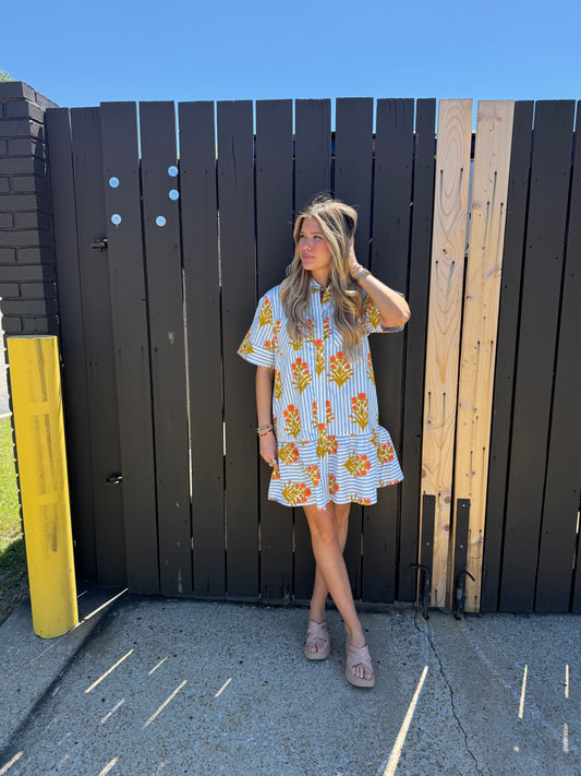 Mandarin Stripe Dress