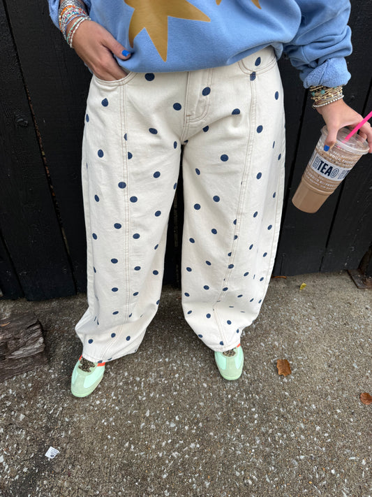 Polka Dot Dreams Navy Wide Leg Pants